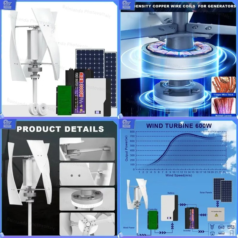 Wind Solar Hybrid Kit - Vertical Wind Turbine Generator Solar Panel